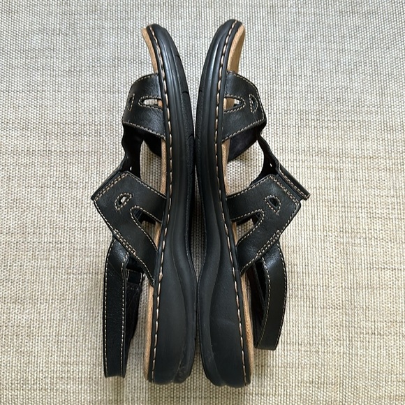 Clarks Collection Leather Comfort Walking Shoes Brown Stitching Detail - Picture 9 of 11
